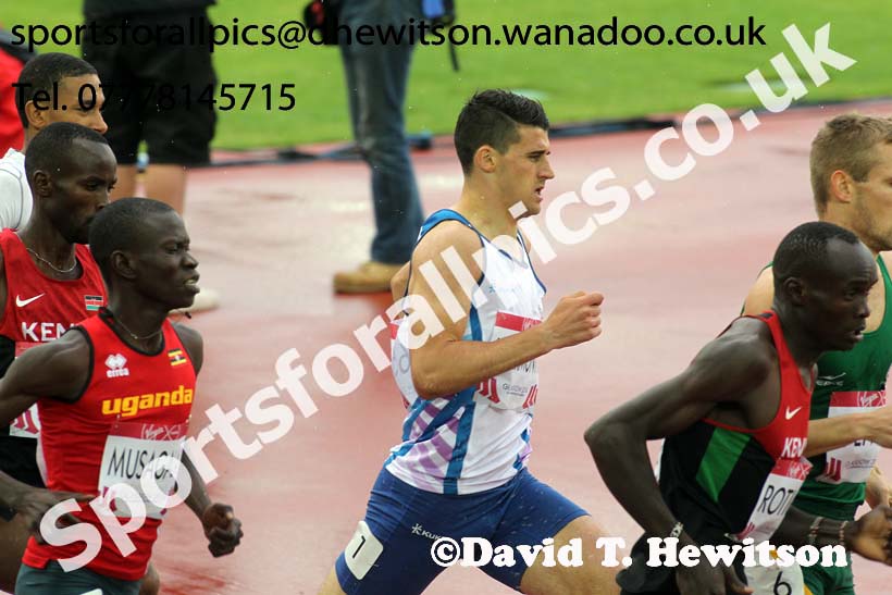 Guy Learmonth (Scotland) in the 800 metres at the Commonwealth Games, Glasgow. Photo: David T. Hewitson/Sports for All Pics